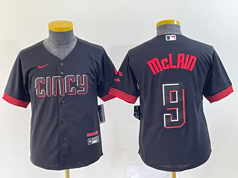 Women's Cincinnati Reds #9 Matt McLain Black 2023 City Connect Stitched Baseball Jersey(Run Small)